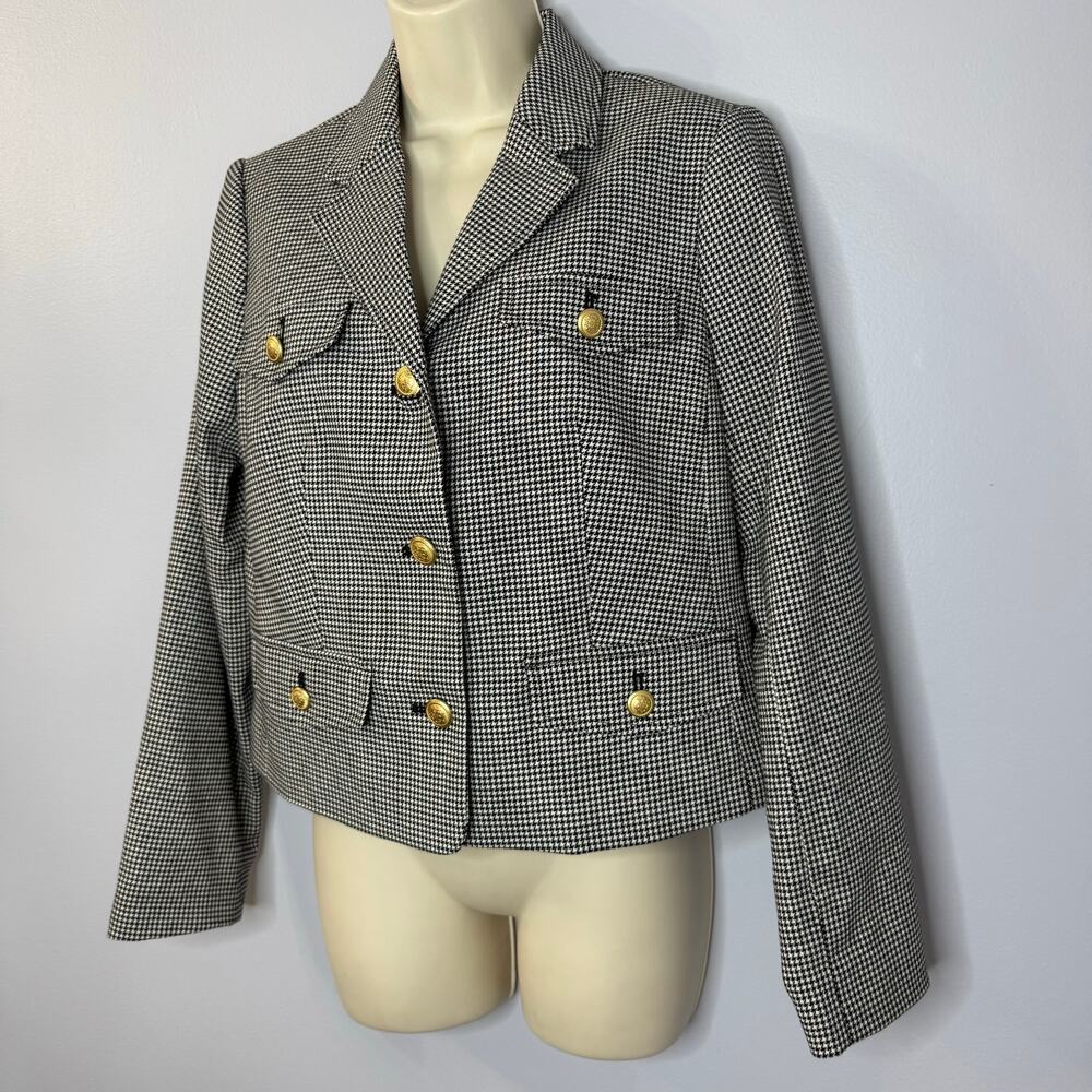 Talbots Houndstooth Crop Jacket Gold Button Pocke… - image 3